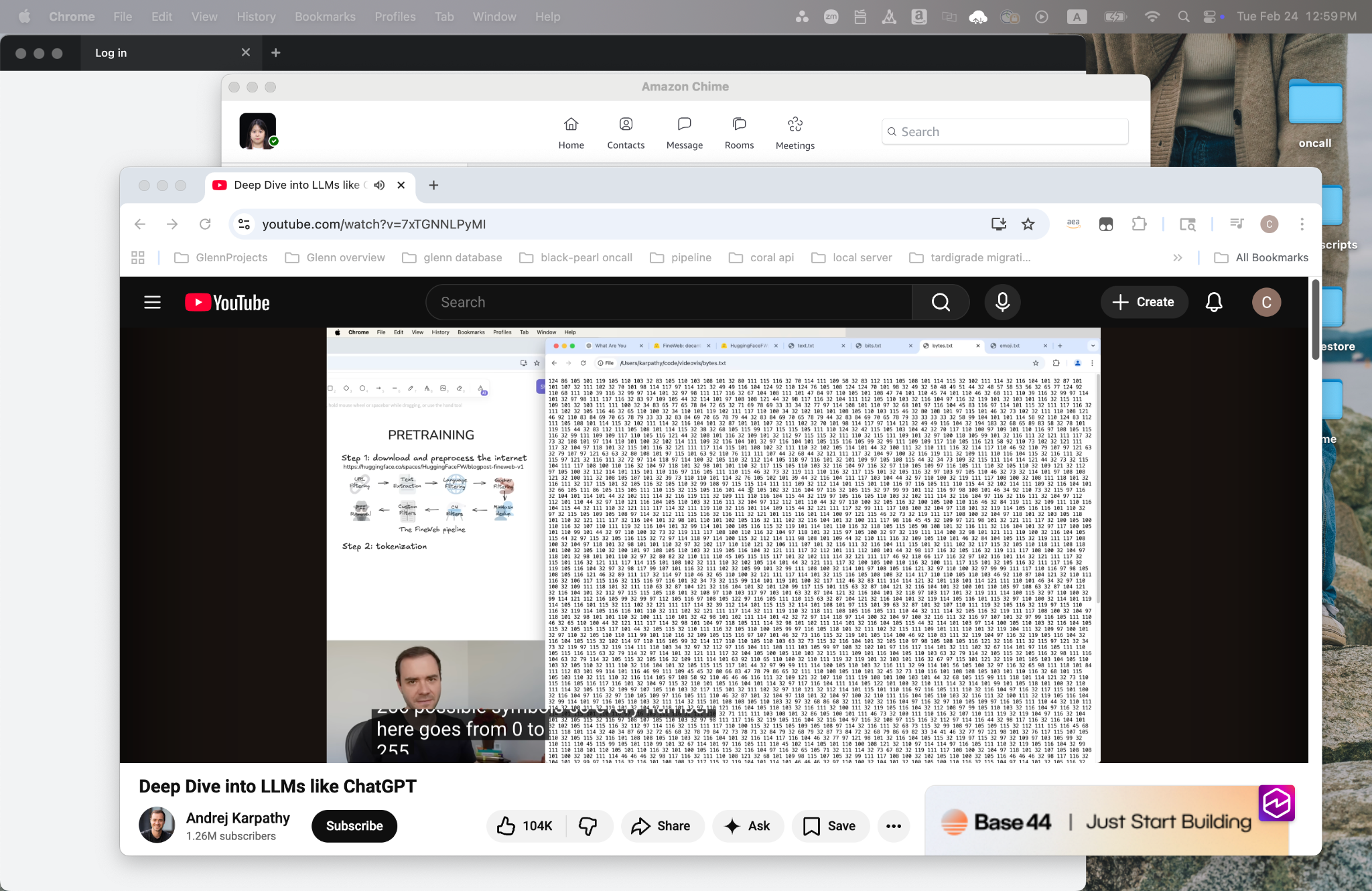 Combined pretraining and tokenization demo screenshot